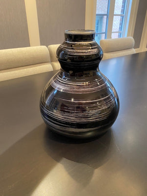 IVV Made in Italy, Black Hand Painted Vase