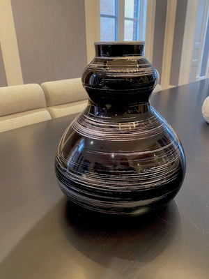 IVV Made in Italy, Black Hand Painted Vase