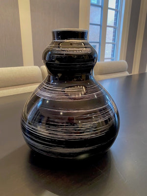 IVV Made in Italy, Black Hand Painted Vase