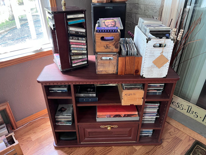 TV Stand, CD's and Cassette Lot