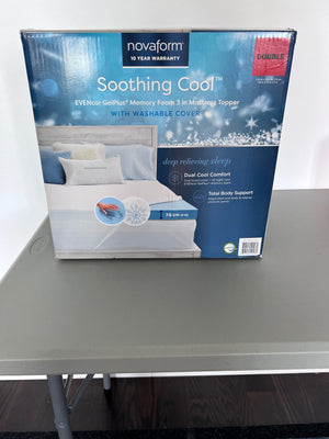 BRAND NEW Novaform Soothing Cool Evencor GelPlus Memory Foam 3 in Mattress Topper- Double