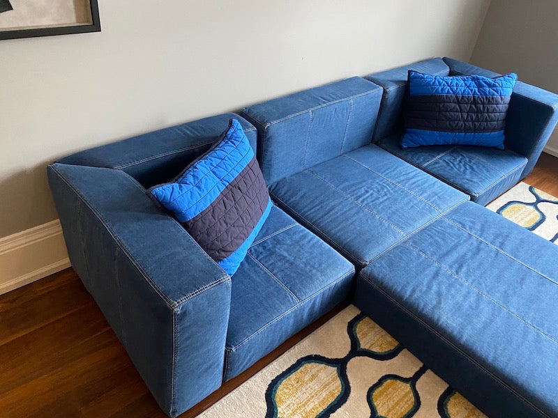 Pottery barn clearance denim sectional