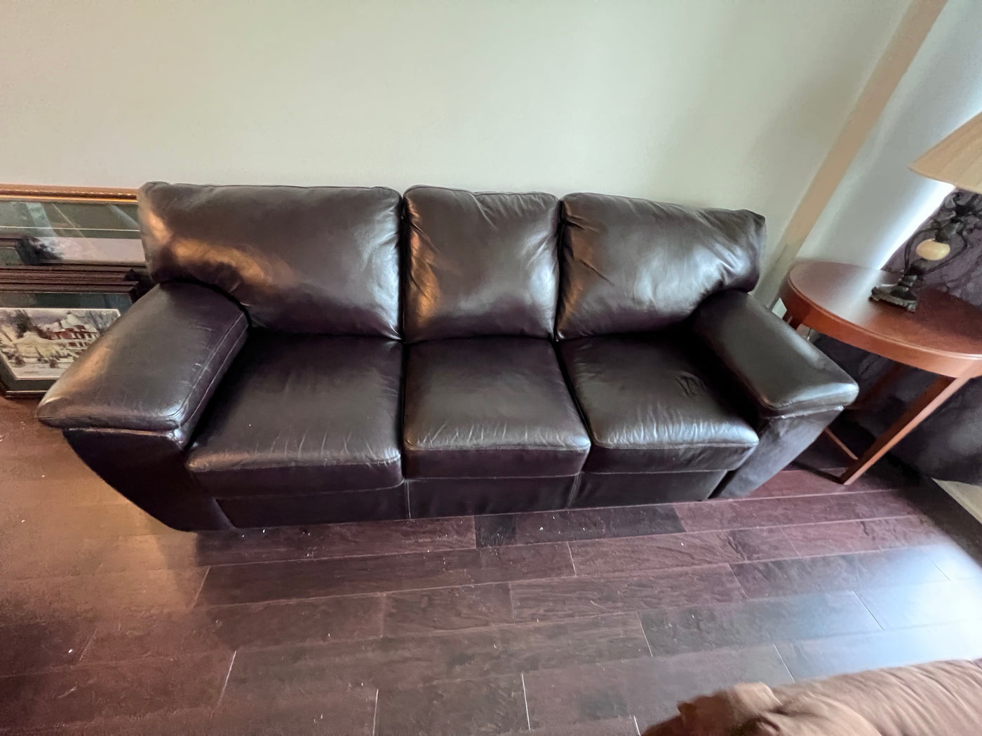 Lazy boy store brown leather sofa