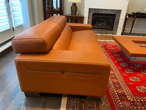 2 'Polaris' Italian Leather Sofas + Leather Coffee Table