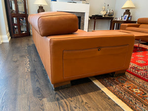 2 'Polaris' Italian Leather Sofas + Leather Coffee Table