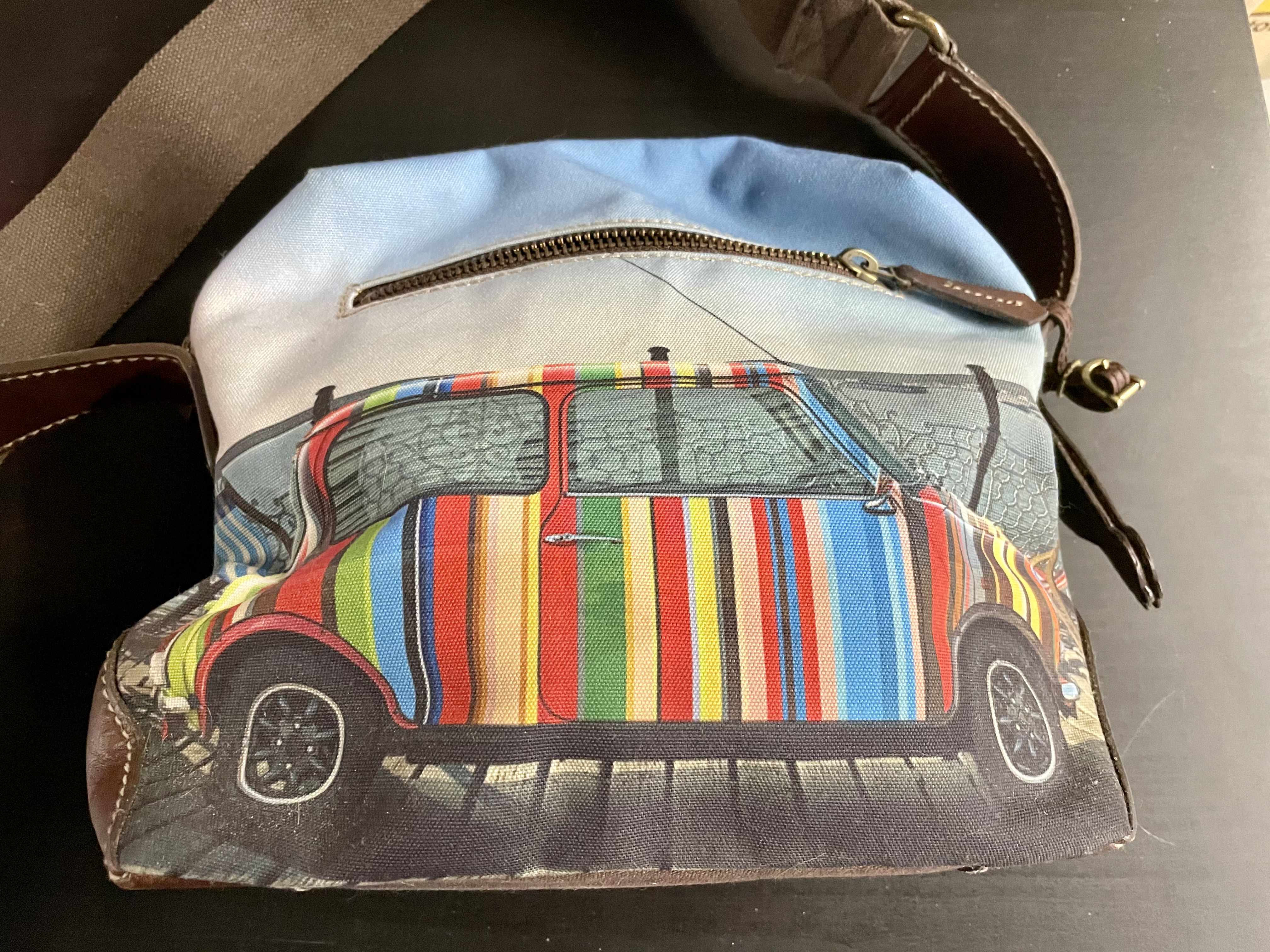 PAUL SMITH Striped Mini Cooper Printed Canvas Clutch Pouch Laptop